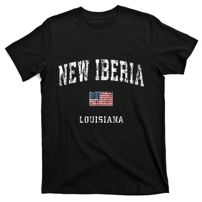 New Iberia Louisiana La Vintage American Flag Sports Design T-Shirt