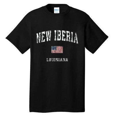 New Iberia Louisiana La Vintage American Flag Sports Design Tall T-Shirt