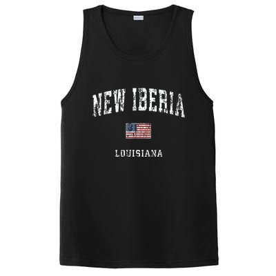 New Iberia Louisiana La Vintage American Flag Sports Design PosiCharge Competitor Tank