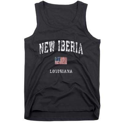 New Iberia Louisiana La Vintage American Flag Sports Design Tank Top