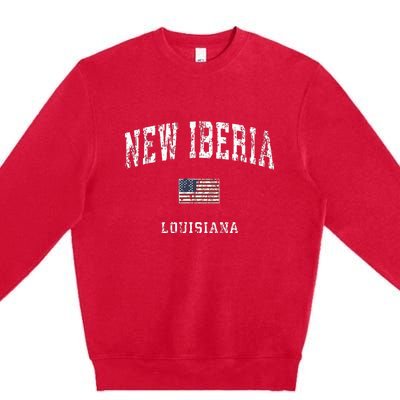 New Iberia Louisiana La Vintage American Flag Sports Design Premium Crewneck Sweatshirt