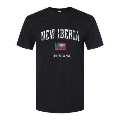 New Iberia Louisiana La Vintage American Flag Sports Design Softstyle CVC T-Shirt