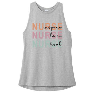 Nurse Inspire Love Heal Funny Nursing Great Gift Ladies PosiCharge Tri-Blend Wicking Tank