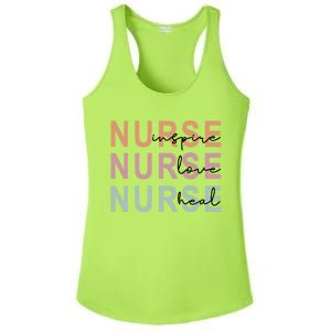 Nurse Inspire Love Heal Funny Nursing Great Gift Ladies PosiCharge Competitor Racerback Tank