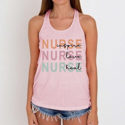 Nurse Inspire Love Heal Funny Nursing Great Gift Women's Knotted Racerback Tank