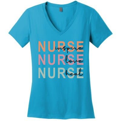 Nurse Inspire Love Heal Funny Nursing Great Gift Women's V-Neck T-Shirt