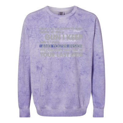 Now I Lay Me Down To Sleep Beside My Bed A Gun I Keep Colorblast Crewneck Sweatshirt