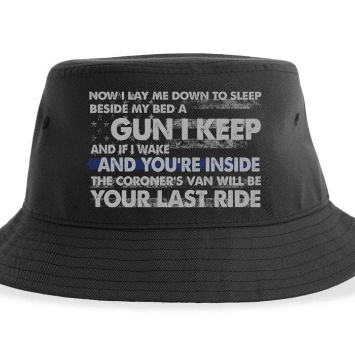 Now I Lay Me Down To Sleep Beside My Bed A Gun I Keep Sustainable Bucket Hat