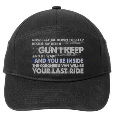 Now I Lay Me Down To Sleep Beside My Bed A Gun I Keep 7-Panel Snapback Hat