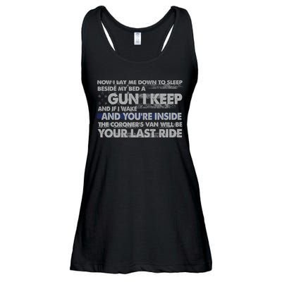 Now I Lay Me Down To Sleep Beside My Bed A Gun I Keep Ladies Essential Flowy Tank