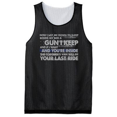 Now I Lay Me Down To Sleep Beside My Bed A Gun I Keep Mesh Reversible Basketball Jersey Tank