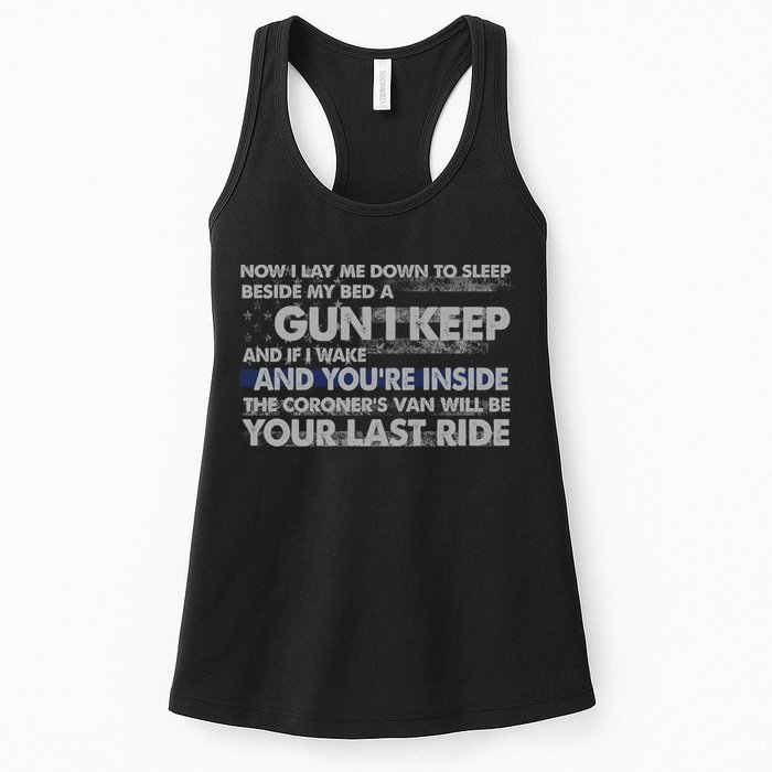 Now I Lay Me Down To Sleep Beside My Bed A Gun I Keep Womens Tank Top