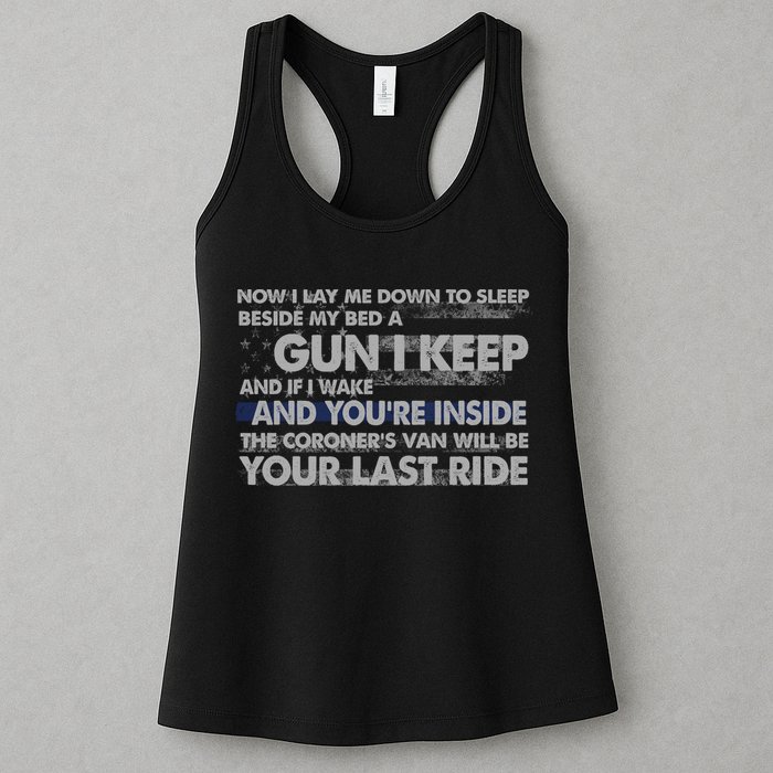 Now I Lay Me Down To Sleep Beside My Bed A Gun I Keep Womens Tank Top