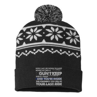 Now I Lay Me Down To Sleep Beside My Bed A Gun I Keep USA-Made Snowflake Beanie