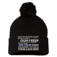 Now I Lay Me Down To Sleep Beside My Bed A Gun I Keep Pom Pom 12in Knit Beanie