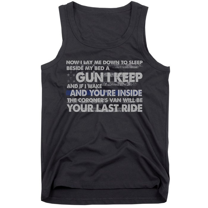 Now I Lay Me Down To Sleep Beside My Bed A Gun I Keep Tank Top