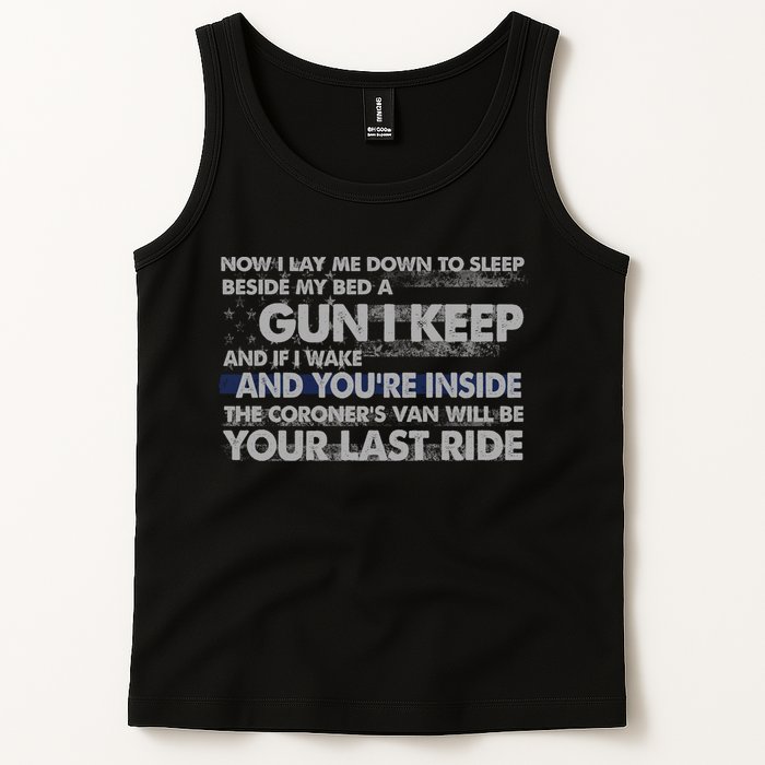 Now I Lay Me Down To Sleep Beside My Bed A Gun I Keep Tank Top