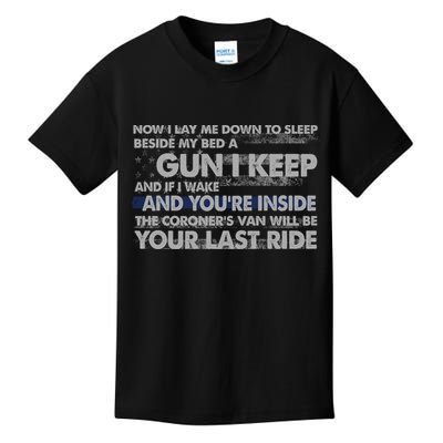 Now I Lay Me Down To Sleep Beside My Bed A Gun I Keep Kids T-Shirt