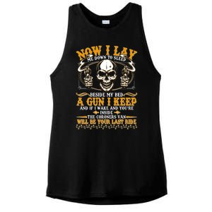 Now I Lay Me Down To Sleep Gun Skull Ladies PosiCharge Tri-Blend Wicking Tank