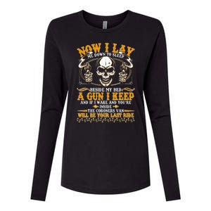 Now I Lay Me Down To Sleep Gun Skull Womens Cotton Relaxed Long Sleeve T-Shirt