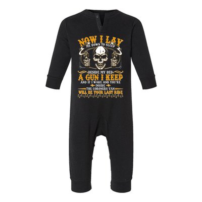 Now I Lay Me Down To Sleep Gun Skull Infant Fleece One Piece