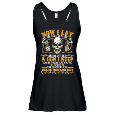 Now I Lay Me Down To Sleep Gun Skull Ladies Essential Flowy Tank