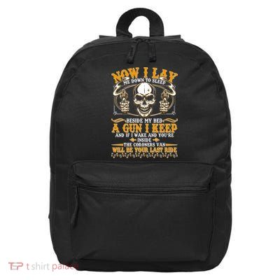 Now I Lay Me Down To Sleep Gun Skull 16 in Basic Backpack