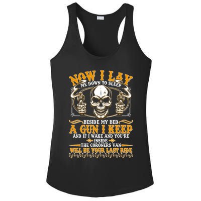 Now I Lay Me Down To Sleep Gun Skull Ladies PosiCharge Competitor Racerback Tank
