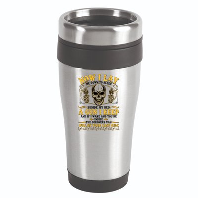 Now I Lay Me Down To Sleep Gun Skull 16oz Travel Tumbler