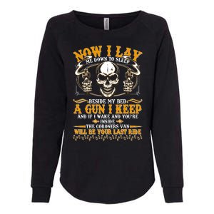 Now I Lay Me Down To Sleep Gun Skull Womens California Wash Sweatshirt