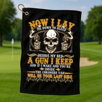 Now I Lay Me Down To Sleep Gun Skull Golf Towel