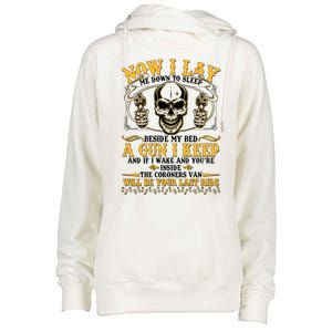 Now I Lay Me Down To Sleep Gun Skull Womens Funnel Neck Pullover Hood