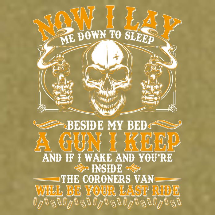 Now I Lay Me Down To Sleep Gun Skull Garment-Dyed Women's Muscle Tee