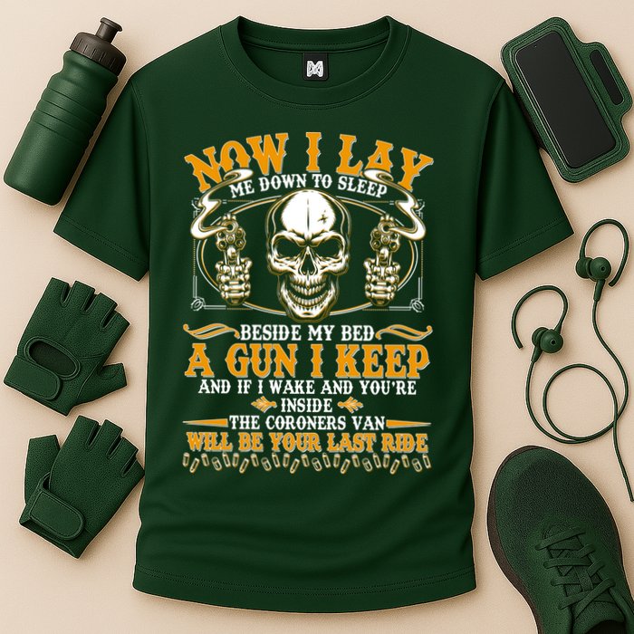 Now I Lay Me Down To Sleep Gun Skull Cooling Performance Crew T-Shirt