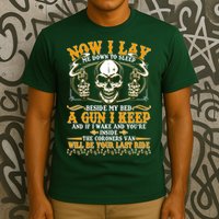 Now I Lay Me Down To Sleep Gun Skull T-Shirt