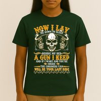 Now I Lay Me Down To Sleep Gun Skull T-Shirt