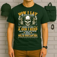 Now I Lay Me Down To Sleep Gun Skull T-Shirt