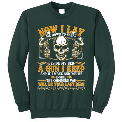 Now I Lay Me Down To Sleep Gun Skull Tall Sweatshirt