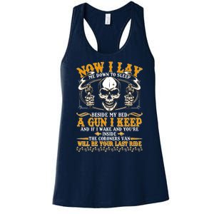 Now I Lay Me Down To Sleep Gun Skull Women's Racerback Tank