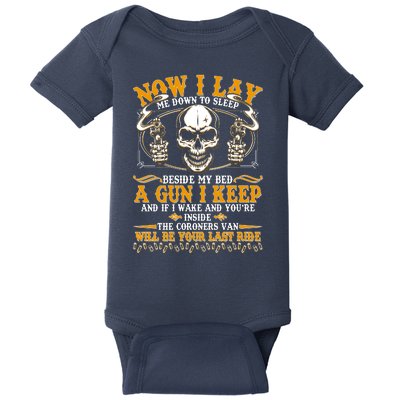 Now I Lay Me Down To Sleep Gun Skull Baby Bodysuit