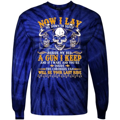 Now I Lay Me Down To Sleep Gun Skull Tie-Dye Long Sleeve Shirt