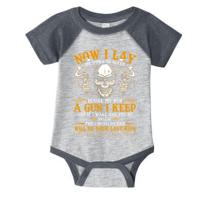 Now I Lay Me Down To Sleep Gun Skull Infant Baby Jersey Bodysuit