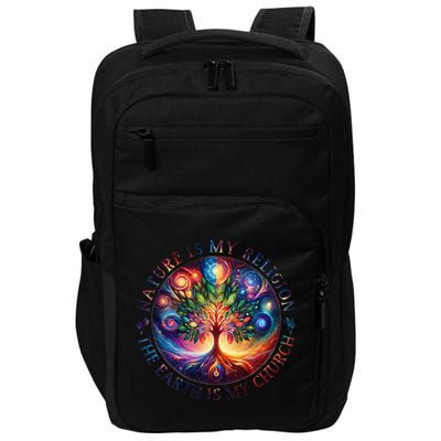 Nature Is My Religion The Earth Is My Church Mandala Tree Impact Tech Backpack