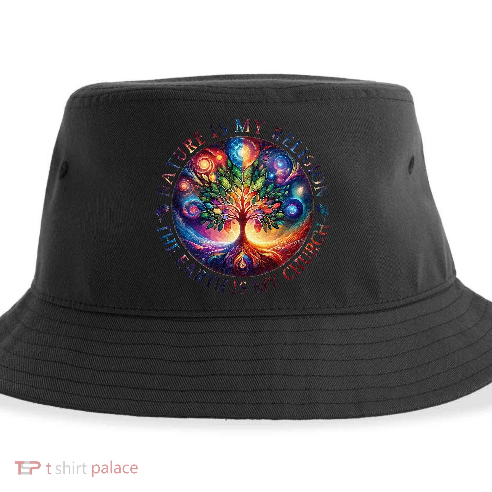 Nature Is My Religion The Earth Is My Church Mandala Tree Sustainable Bucket Hat
