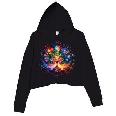 Nature Is My Religion The Earth Is My Church Mandala Tree Crop Fleece Hoodie