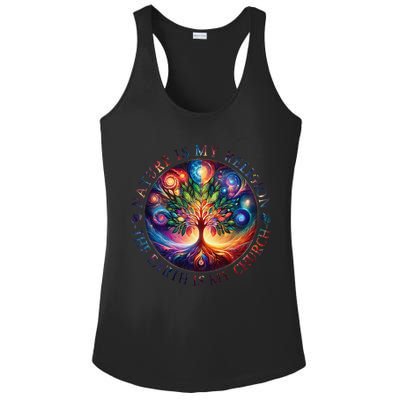 Nature Is My Religion The Earth Is My Church Mandala Tree Ladies PosiCharge Competitor Racerback Tank
