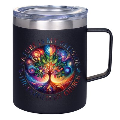 Nature Is My Religion The Earth Is My Church Mandala Tree 12oz Stainless Steel Coffee Mug