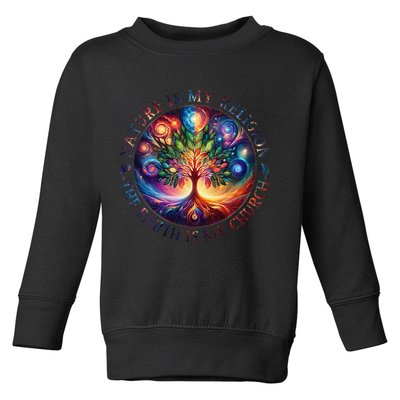 Nature Is My Religion The Earth Is My Church Mandala Tree Toddler Sweatshirt