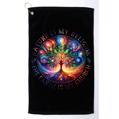 Nature Is My Religion The Earth Is My Church Mandala Tree Golf Towel