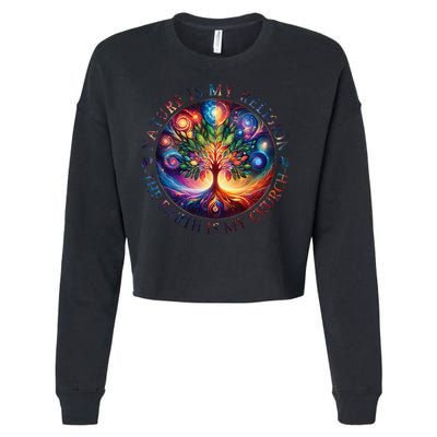Nature Is My Religion The Earth Is My Church Mandala Tree Cropped Pullover Crew